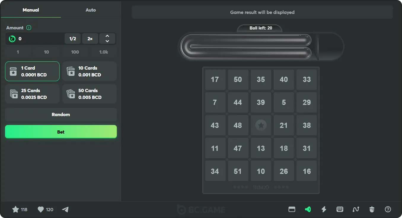 original crypto bingo game at bc game casino